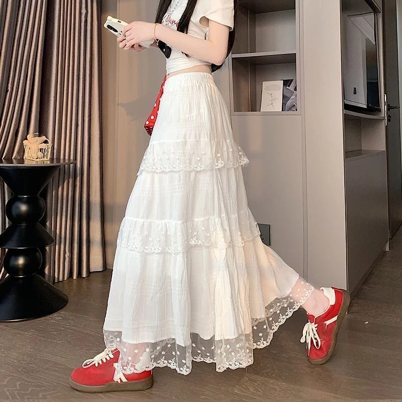 New Lace Patchwork Slim Skirt Flower Cake Mid-length French Style High Waist Skirts Elegant Casual Simple Premium Falda
New Lace Patchwork Slim Skirt Flower Cake Mid-length French Style High Waist Skirts Elegant Casual Simple Premium Falda