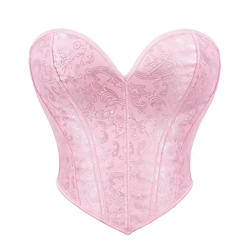 Pink Corset Crop Top Vintage Women Jacquard Lace-up Bustier Female Strapless Off Shoulder Short Overbust Body Shaper Underwear
Pink Corset Crop Top Vintage Women Jacquard Lace-up Bustier Female Strapless Off Shoulder Short Overbust Body Shaper Underwear