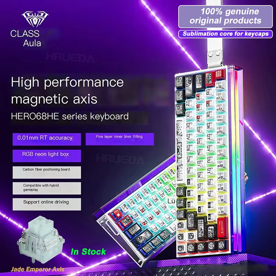 Игровая клавиатура AULA HERO 68HE с магнитным переключателем RT0.01 для киберспорта, проводная механическая клавиатура RGB, эргономичные аксессуары
Игровая клавиатура AULA HERO 68HE с магнитным переключателем RT0.01 для киберспорта, проводная механическая клавиатура RGB, эргономичные аксессуары