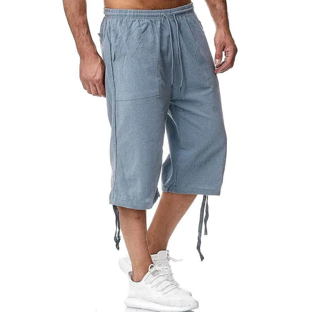 Men's Long Linen Shorts Below Knee Pocketed 3/4 Summer Drawstring Capri Pant
Men's Long Linen Shorts Below Knee Pocketed 3/4 Summer Drawstring Capri Pant