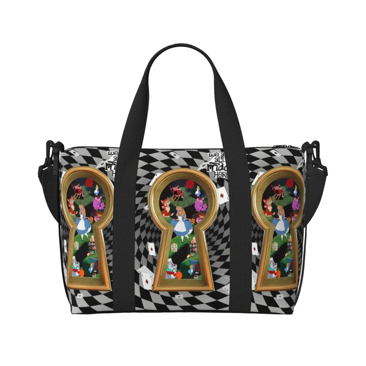 Пляжная большая сумка на заказ «Алиса в стране чудес» для женщин, очень большие дорожные сумки для спортзала с героями мультфильмов