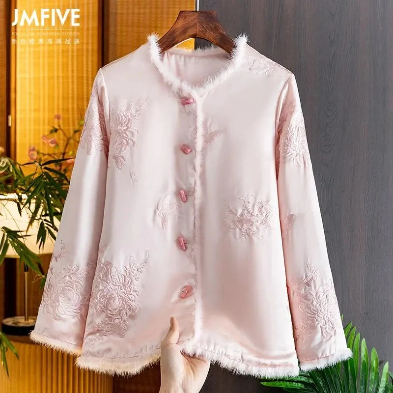 Шелковое пальто с вышивкой, женское высококачественное нефритовое однобортное пальто, новая китайская хлопковая верхняя одежда, осень
Шелковое пальто с вышивкой, женское высококачественное нефритовое однобортное пальто, новая китайская хлопковая верхняя одежда, осень