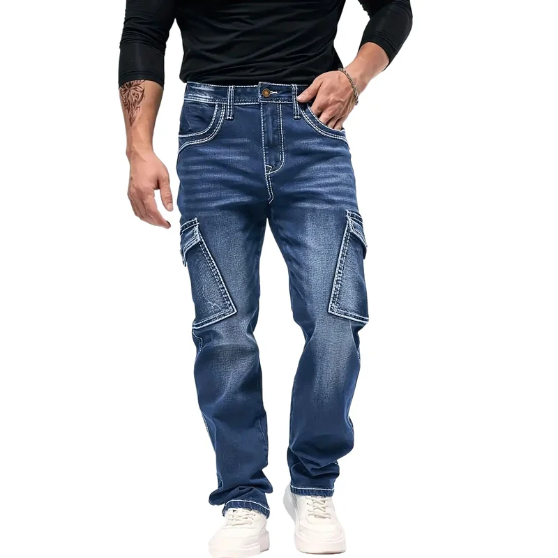 Men's Casual Cargo Jeans Pants With Big Pockets Fashion Loose Fit Workwear Denim Trousers For Male Baggy Washed Jeans
Men's Casual Cargo Jeans Pants With Big Pockets Fashion Loose Fit Workwear Denim Trousers For Male Baggy Washed Jeans