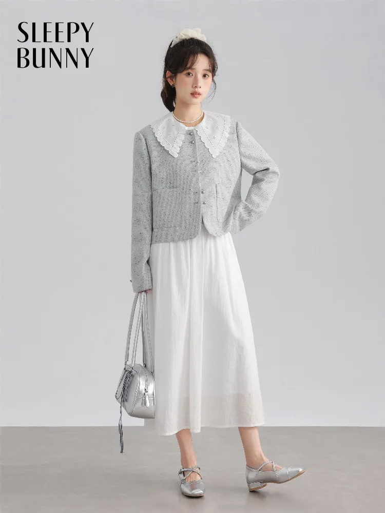Elegant Textured Tweed Jacket Chic Contrast Round Neck Short Coat Commuter Cropped Blazer for Women with Vintage Sweet Style
Elegant Textured Tweed Jacket Chic Contrast Round Neck Short Coat Commuter Cropped Blazer for Women with Vintage Sweet Style