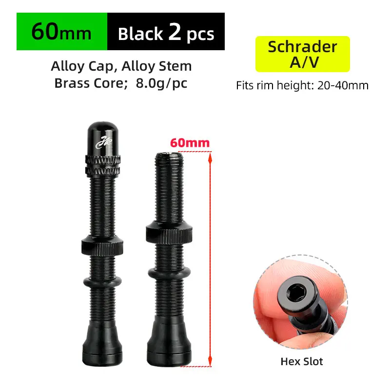 Deemount 2PCS Schrader A/V Valves 40/60mm CNC Machined Anodized for MTB Road Bike Tubeless Rims
Deemount 2PCS Schrader A/V Valves 40/60mm CNC Machined Anodized for MTB Road Bike Tubeless Rims