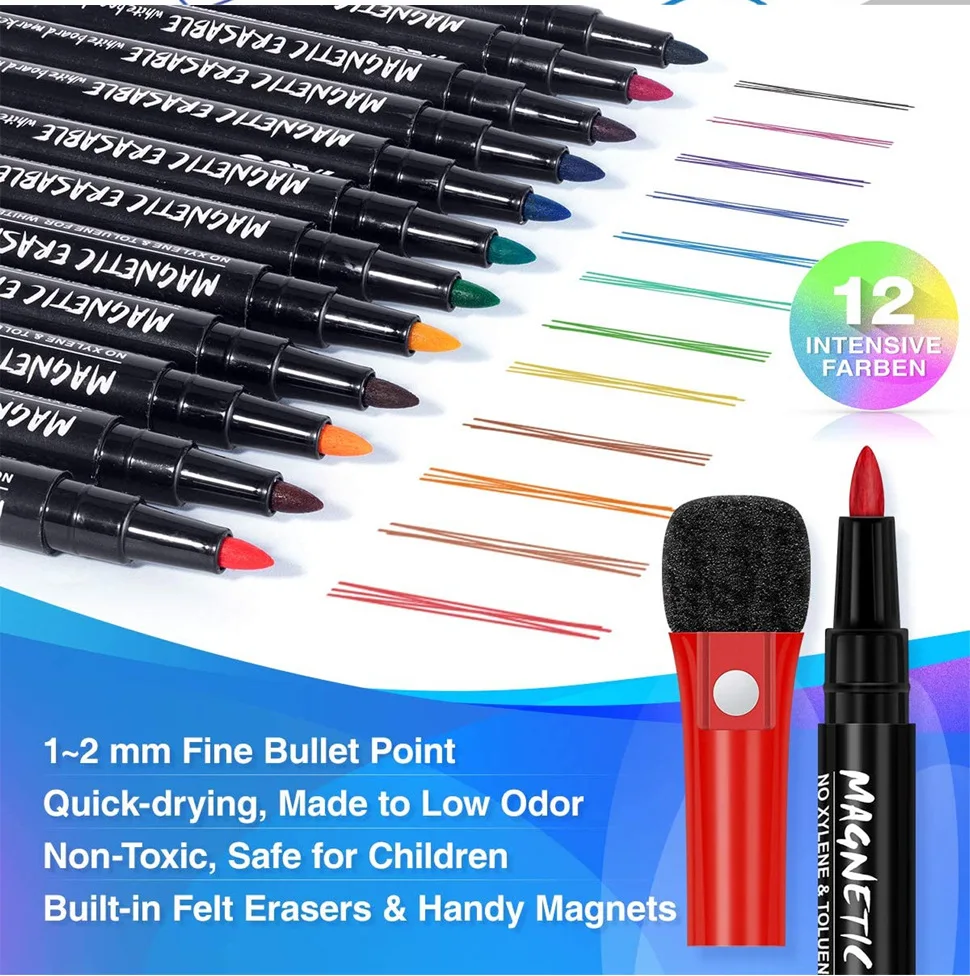 12-Color Water-Based Ink Whiteboard Pen for Children Magnetic Drawing Board Multifunctional Erasable Children's Graffiti Pen
12-Color Water-Based Ink Whiteboard Pen for Children Magnetic Drawing Board Multifunctional Erasable Children's Graffiti Pen
