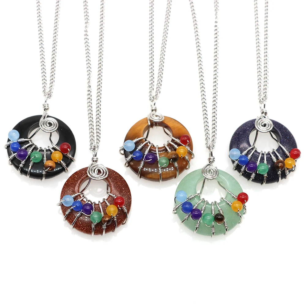 7 Chakras Natural Round Stones Pendant Necklaces Healing Crystal Quartz for Women Men Donut Reiki Gemstone Crescent Jewelry Gift
7 Chakras Natural Round Stones Pendant Necklaces Healing Crystal Quartz for Women Men Donut Reiki Gemstone Crescent Jewelry Gift