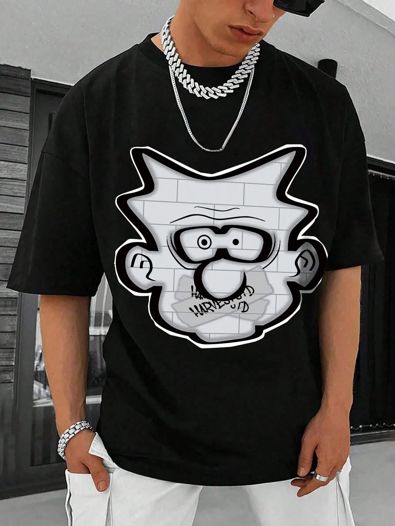 (220 Pure Cotton T-Shirt) Men's Summer Round Neck Black Crew Neck Cartoon Graphic Y2K Style T-Shirt
(220 Pure Cotton T-Shirt) Men's Summer Round Neck Black Crew Neck Cartoon Graphic Y2K Style T-Shirt