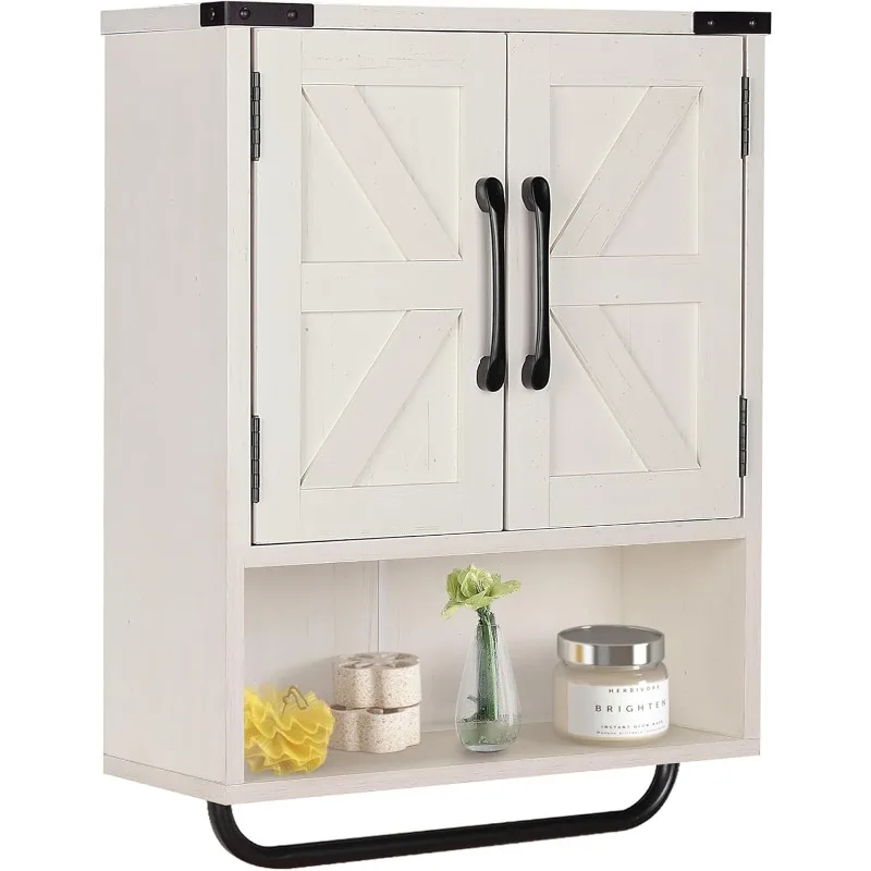 Farmhouse Wall Storage Cabinet with Two Barn Door, Rustic Mounted Medicine Cabinet with Adjustable Shelf and Towel Bar,
Farmhouse Wall Storage Cabinet with Two Barn Door, Rustic Mounted Medicine Cabinet with Adjustable Shelf and Towel Bar,