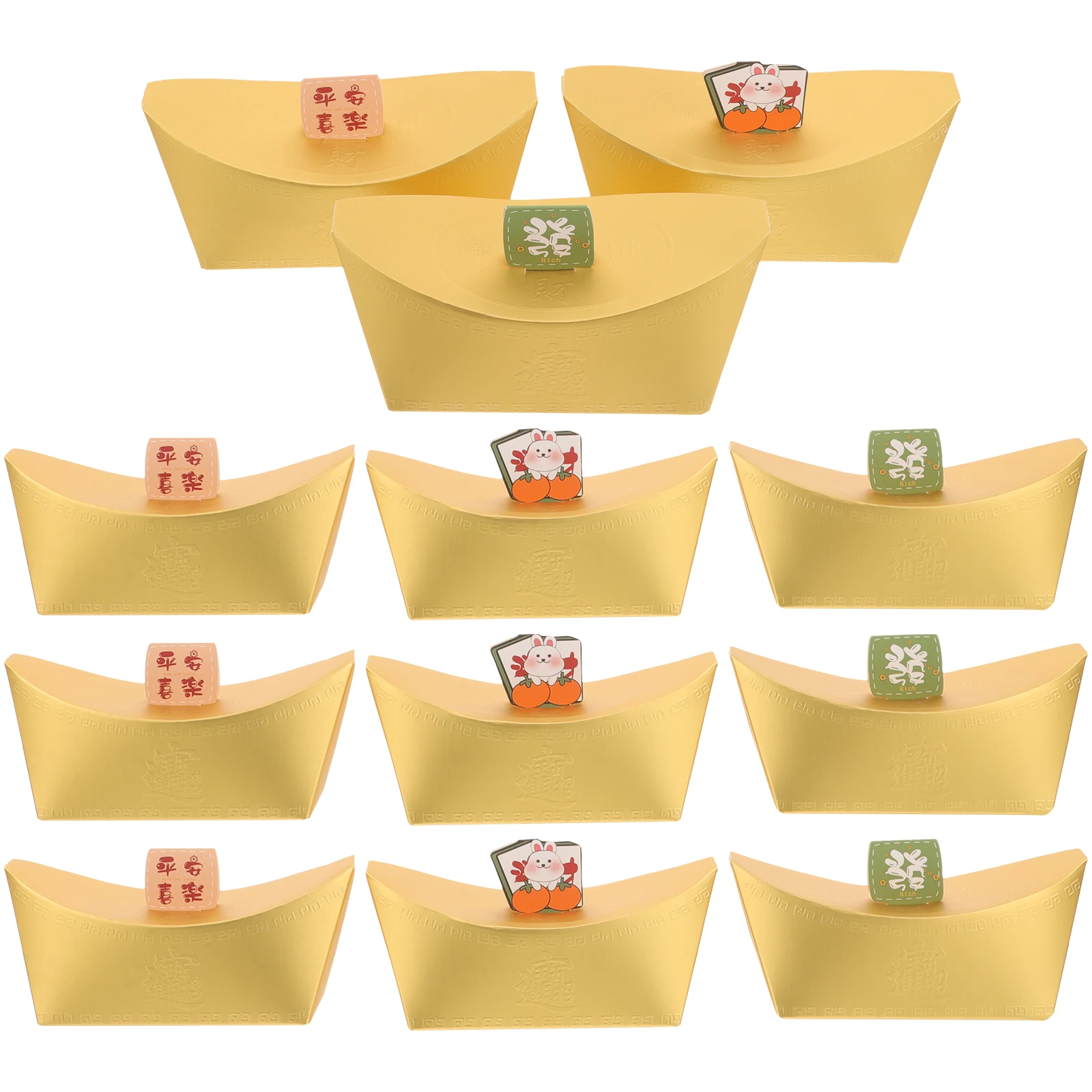 12pcs Golden Ingot Candy Boxes Gifts Elegant Packaging Holiday Decoration Festival Supplies Small Treat Holder
12pcs Golden Ingot Candy Boxes Gifts Elegant Packaging Holiday Decoration Festival Supplies Small Treat Holder