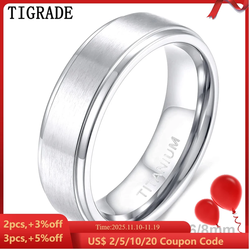 Tigrade 4/6/8mm Men Ring Titanium Silver Color Brushed Women Ring Unisex Wedding Band Simple Finger Rings Brand Jewelry bague
Tigrade 4/6/8mm Men Ring Titanium Silver Color Brushed Women Ring Unisex Wedding Band Simple Finger Rings Brand Jewelry bague