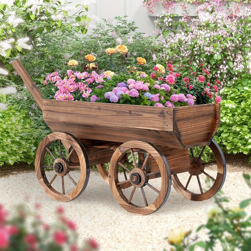Wooden Wagon Planter Box,Wooden Flower Cart Garden Planter with Wheels, Decorative Planter for Flowers Herbs Vegetables Indoor &
Wooden Wagon Planter Box,Wooden Flower Cart Garden Planter with Wheels, Decorative Planter for Flowers Herbs Vegetables Indoor &