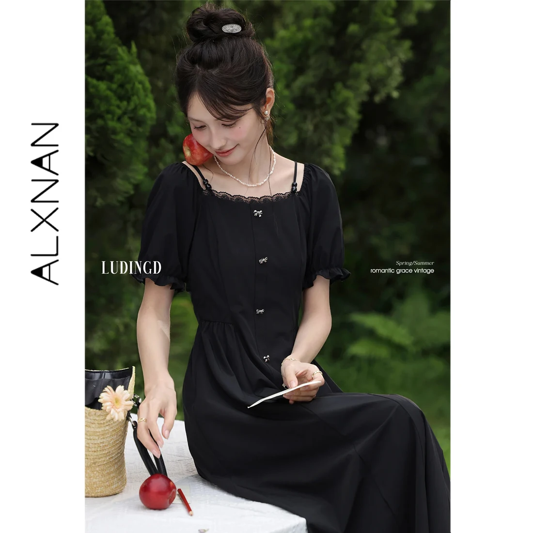 ALXNAN Plus Size Black Long Dress Women Square Collar Lace Bow Chic Buttons Elegant Holiday Dress Casual Female Clothing D11387
ALXNAN Plus Size Black Long Dress Women Square Collar Lace Bow Chic Buttons Elegant Holiday Dress Casual Female Clothing D11387