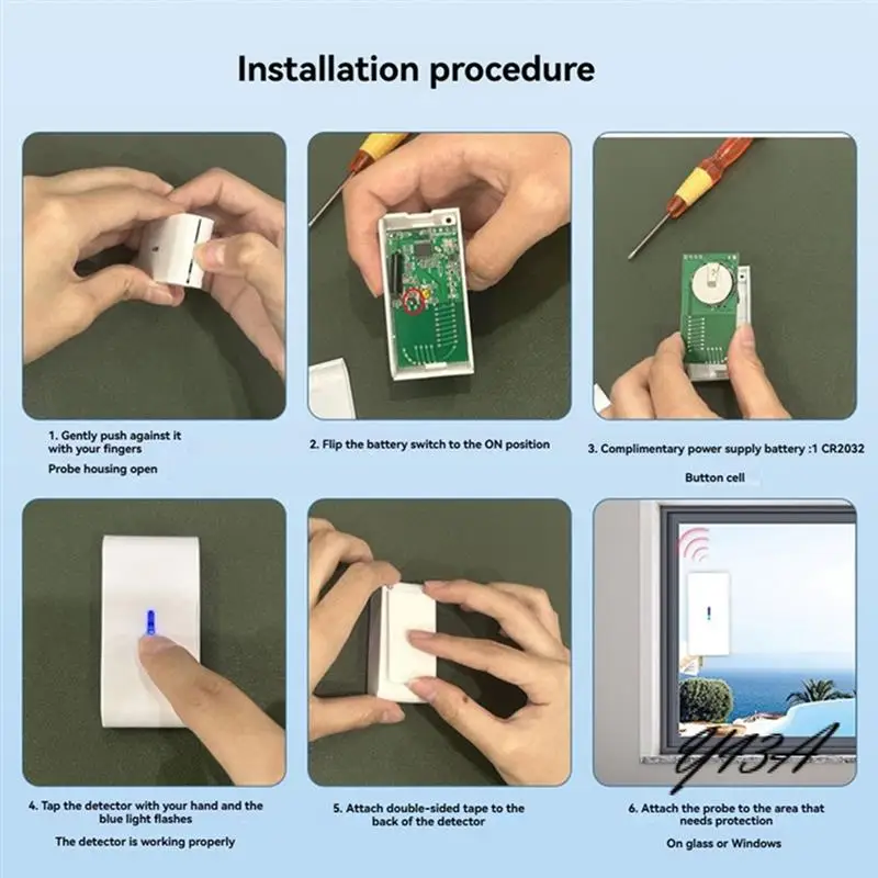 Y43A-2Pcs 433Mhz Wireless Vibration Glass Break Detector, Adjustable Sensitivity, Compatible With Alarm Systems
Y43A-2Pcs 433Mhz Wireless Vibration Glass Break Detector, Adjustable Sensitivity, Compatible With Alarm Systems