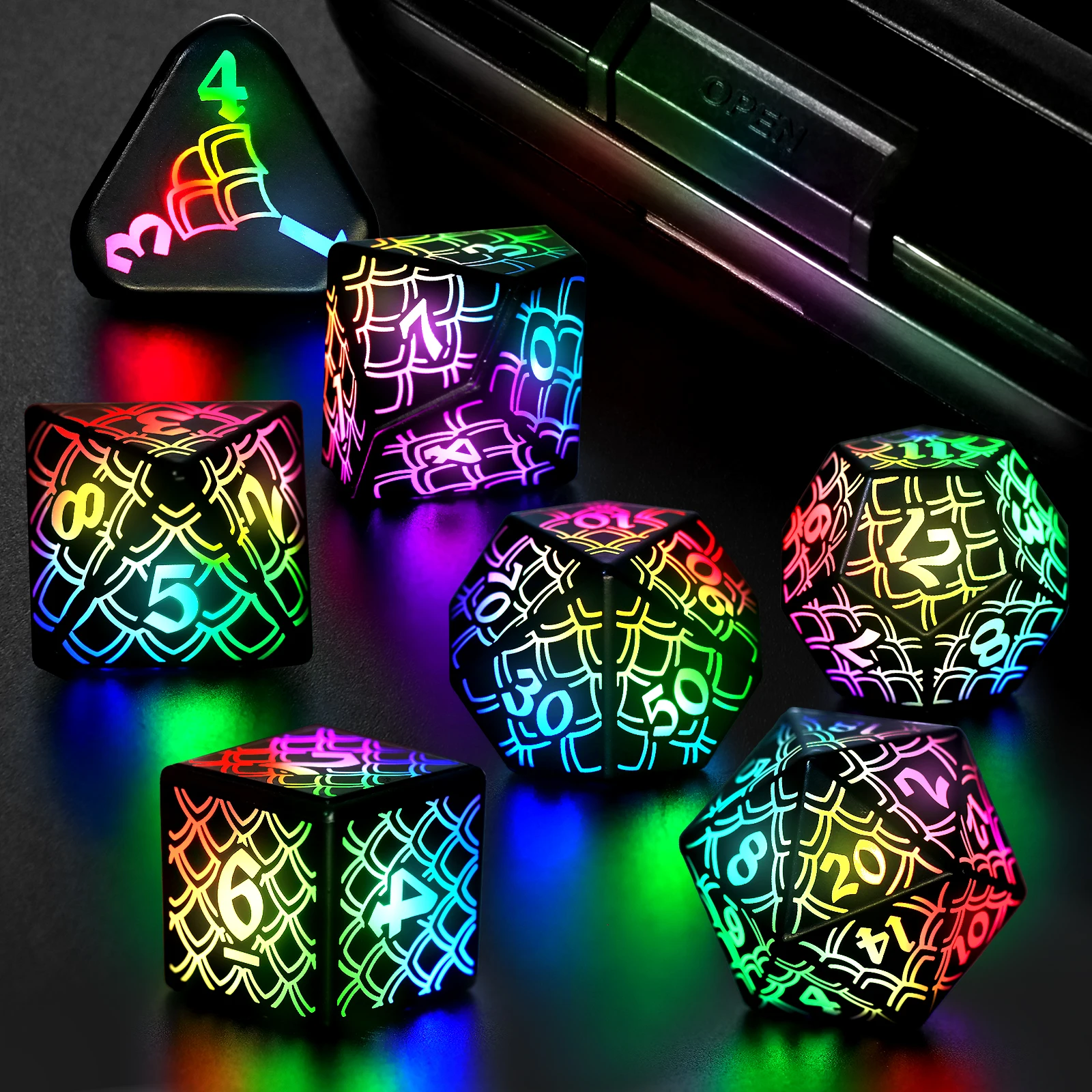 LED Dice Wireless Charging, DND Dice Dragon Scales Dice Rechargeable RGB Light up Dice Role Playing Gifts
LED Dice Wireless Charging, DND Dice Dragon Scales Dice Rechargeable RGB Light up Dice Role Playing Gifts