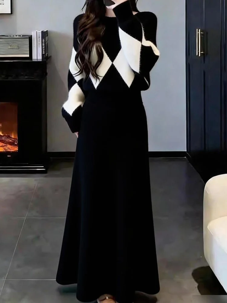 Retro Geometric Knitted Set Women's Autumn Winter Long Sve Dr Gentle Godd Sle High Waist Long Skirt Two Piece Set
Retro Geometric Knitted Set Women's Autumn Winter Long Sve Dr Gentle Godd Sle High Waist Long Skirt Two Piece Set