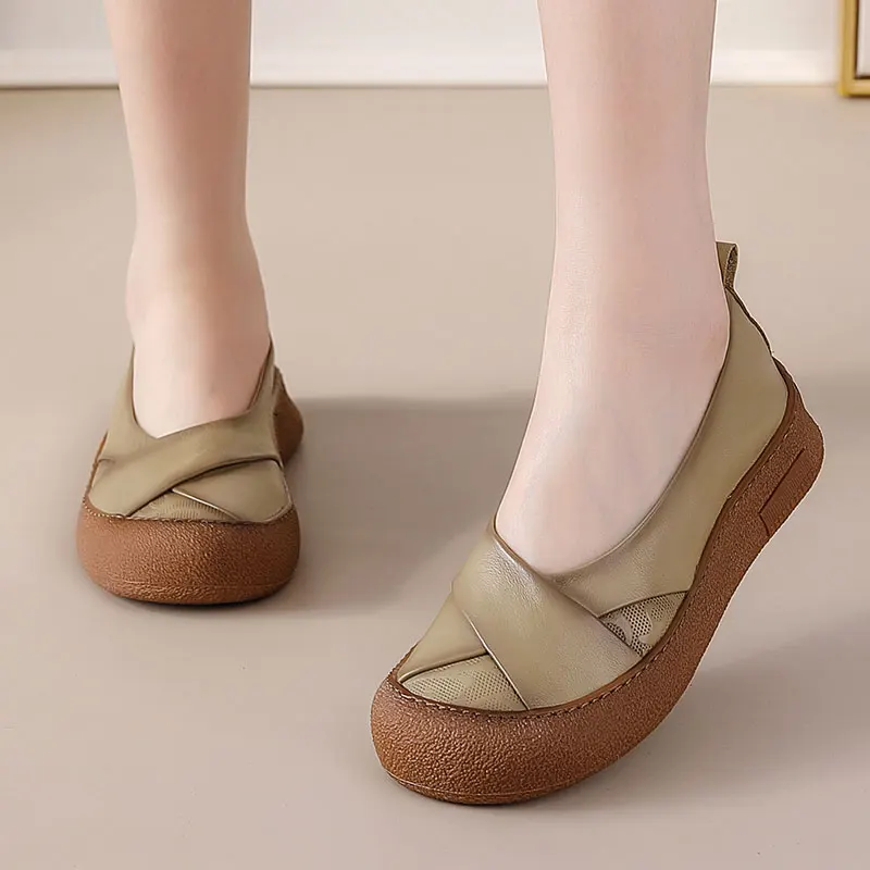 Authentic Leather Ballet Flats Women's Anti-Skid Slip-On Loafers Comfortable Soft Moccasin Female Flats Shallow Design
Authentic Leather Ballet Flats Women's Anti-Skid Slip-On Loafers Comfortable Soft Moccasin Female Flats Shallow Design