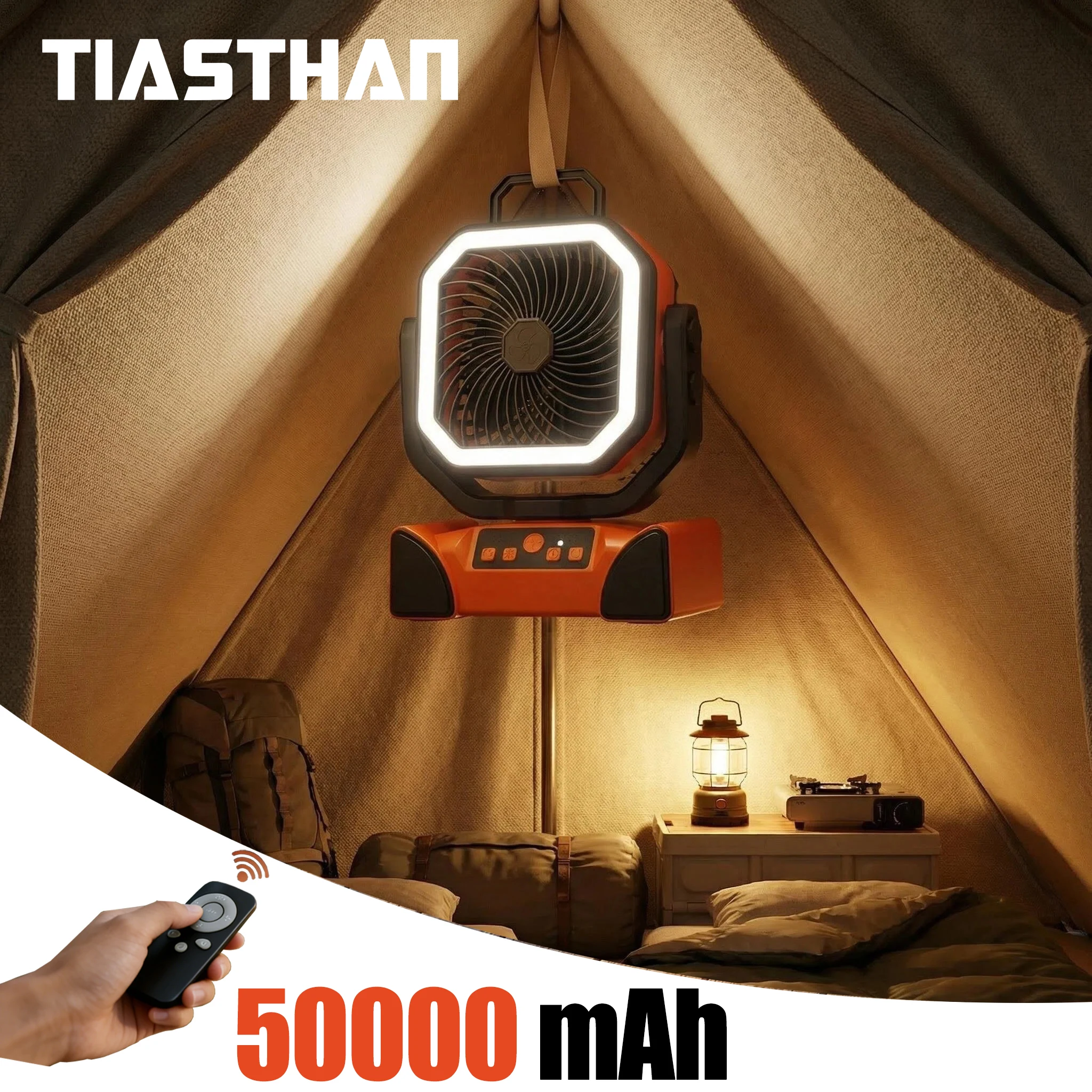 50000mAh Camping Fan 4-in-1 Multifunctional Rechargeable Desktop Fan, Hanging Fan & LED Light with Outdoor Electric Cooling Fan
50000mAh Camping Fan 4-in-1 Multifunctional Rechargeable Desktop Fan, Hanging Fan & LED Light with Outdoor Electric Cooling Fan