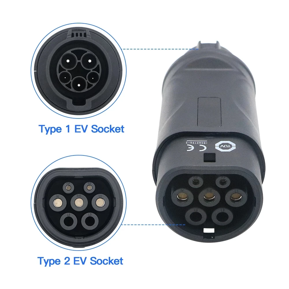 EVSE Adaptor 32A 7.2KW Electric Vehicle Car EV Charger Connector SAE J1772 Socket Type 1 To Type 2 Adapter
EVSE Adaptor 32A 7.2KW Electric Vehicle Car EV Charger Connector SAE J1772 Socket Type 1 To Type 2 Adapter