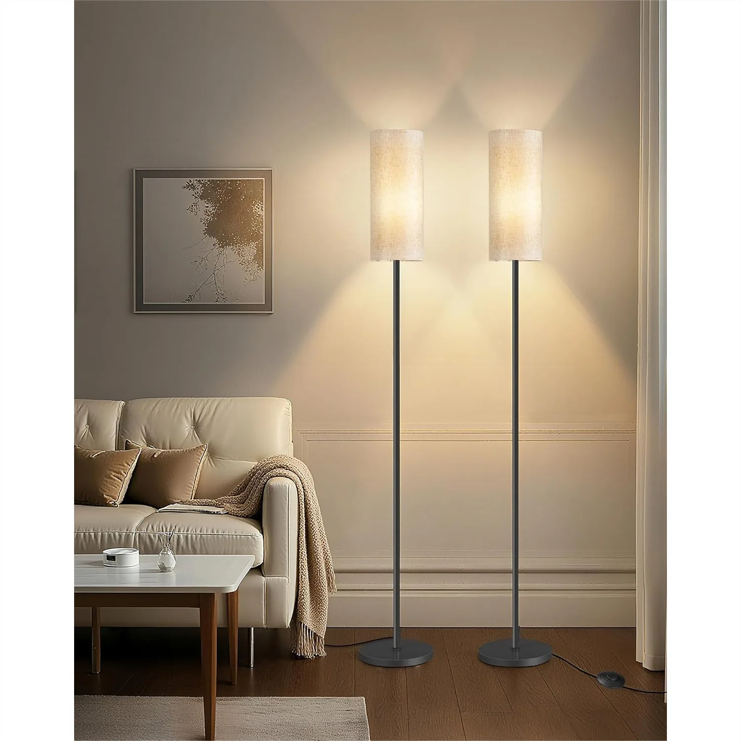 2 Pack Floor Lamp With Foot Switch Modern Standing Lamp Minimalist Freestanding Pole Lamp For Living Room Bedroom Office Black And Beige
2 Pack Floor Lamp With Foot Switch Modern Standing Lamp Minimalist Freestanding Pole Lamp For Living Room Bedroom Office Black And Beige