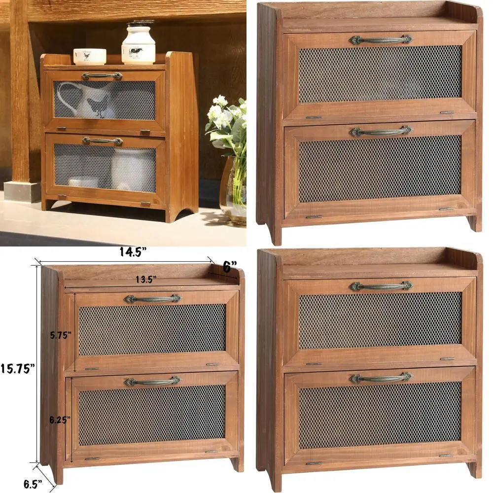 Double-Tier Wooden Storage Cabinet, 15.75 x 14.5 x 6.5, No Pattern, Brown, for Kitchen, Living Room, Bedroom, Office
Double-Tier Wooden Storage Cabinet, 15.75 x 14.5 x 6.5, No Pattern, Brown, for Kitchen, Living Room, Bedroom, Office