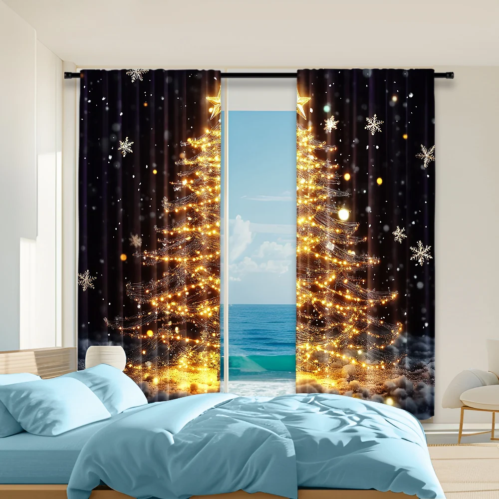 2Pcs Golden Christmas Tree Print Curtains Rod Hole Design For Easy Hanging Perfect For Living Room Bedroom Office Polyester Home
2Pcs Golden Christmas Tree Print Curtains Rod Hole Design For Easy Hanging Perfect For Living Room Bedroom Office Polyester Home