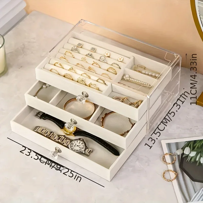 3-Tier Dust-Proof Acrylic Jewelry Organizer Box, Elegant Modern Rectangular Tabletop Display Case jewelry boxes and packaging
3-Tier Dust-Proof Acrylic Jewelry Organizer Box, Elegant Modern Rectangular Tabletop Display Case jewelry boxes and packaging