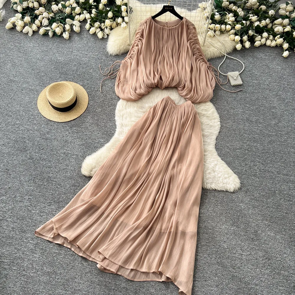 Two Piece Sets Women Skirt Set Round Neck Lantern Sleeve Tops Long Skirts A Line High Waist Y2k Streetwear Elegant Summer 2026
Two Piece Sets Women Skirt Set Round Neck Lantern Sleeve Tops Long Skirts A Line High Waist Y2k Streetwear Elegant Summer 2026