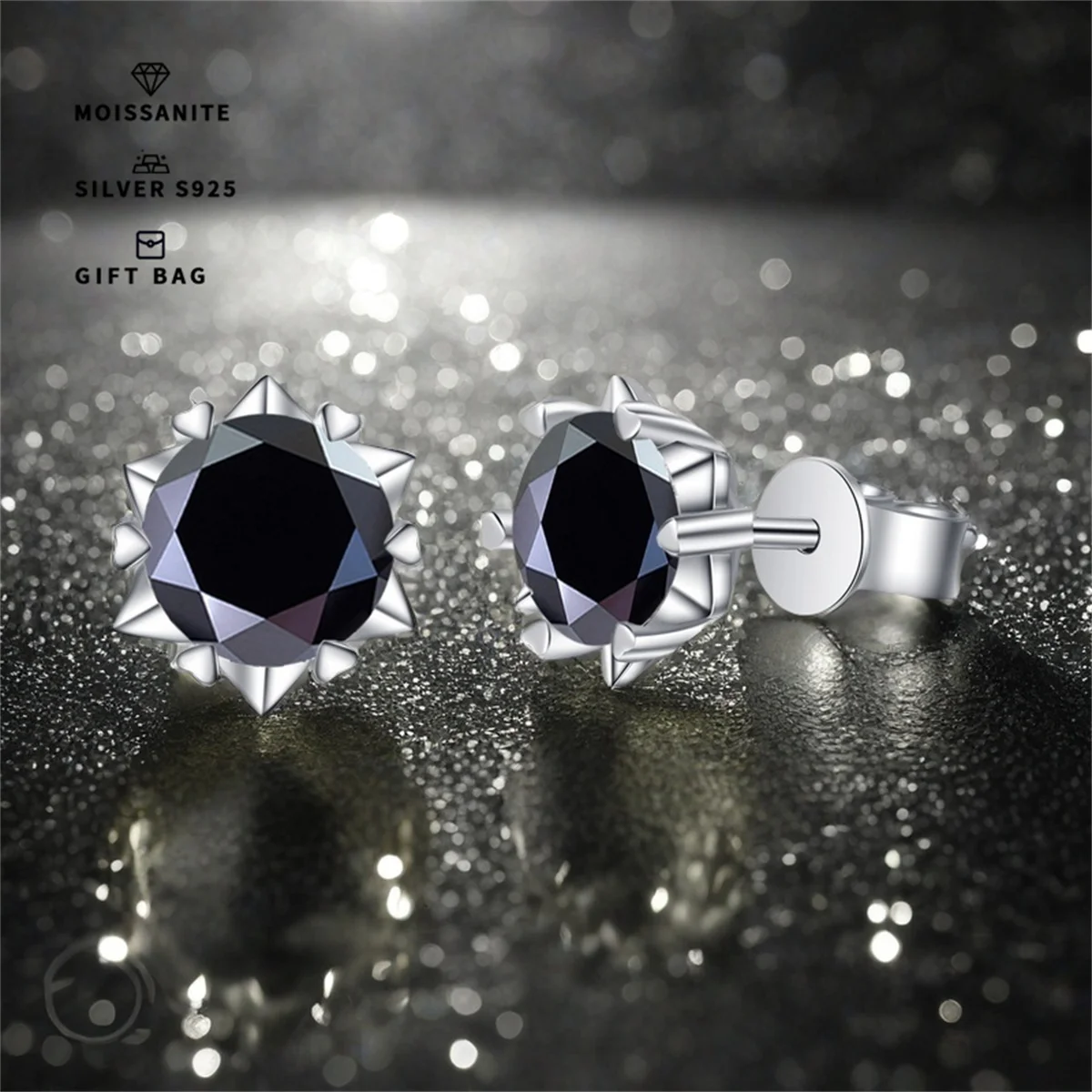 A pair of Black GRA Moissanite Classic six claw heart claw set earrings,S925 silver Platinum plating good friend gift
A pair of Black GRA Moissanite Classic six claw heart claw set earrings,S925 silver Platinum plating good friend gift