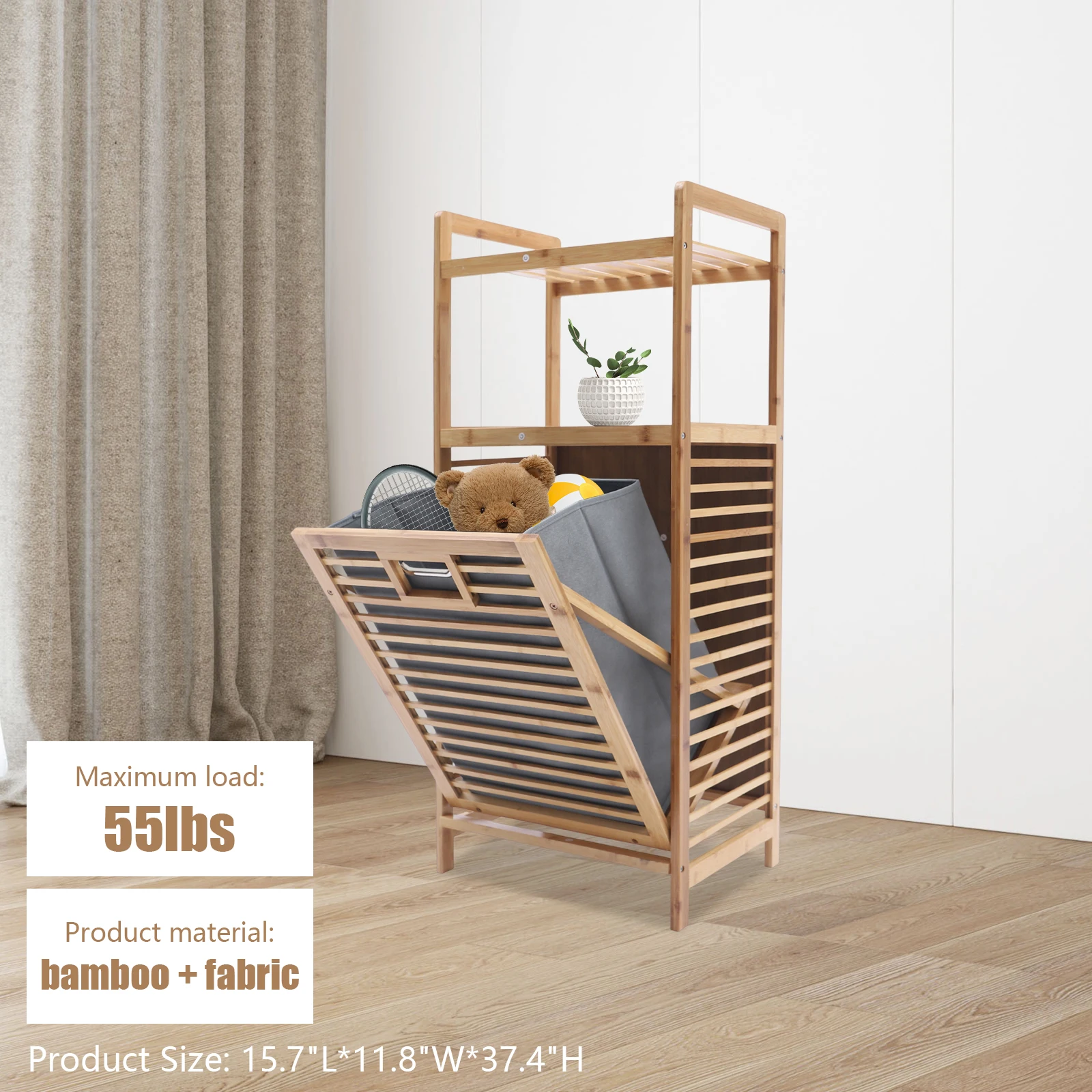 3-Tier Storage Basket Organizer, Bamboo Laundry Hamper, Modern Foldable Clothes Rack, Space-Saving Shelves Unit, 60lbs Capacity
3-Tier Storage Basket Organizer, Bamboo Laundry Hamper, Modern Foldable Clothes Rack, Space-Saving Shelves Unit, 60lbs Capacity