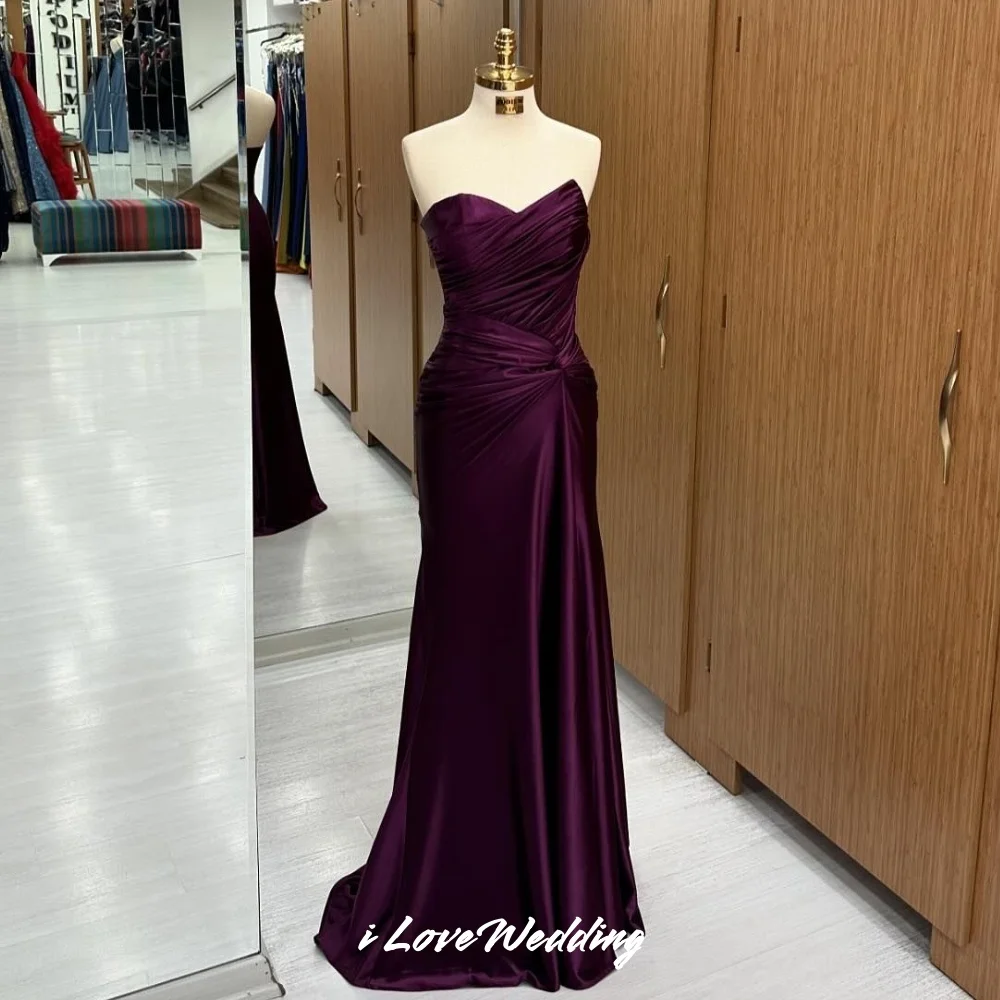 Dark Purple Strapless Evening Dress 2025 Satin Sleeveless Sweetheart Pleated Mermaid Sweep Train Wedding Guest Dress Customized
Dark Purple Strapless Evening Dress 2025 Satin Sleeveless Sweetheart Pleated Mermaid Sweep Train Wedding Guest Dress Customized