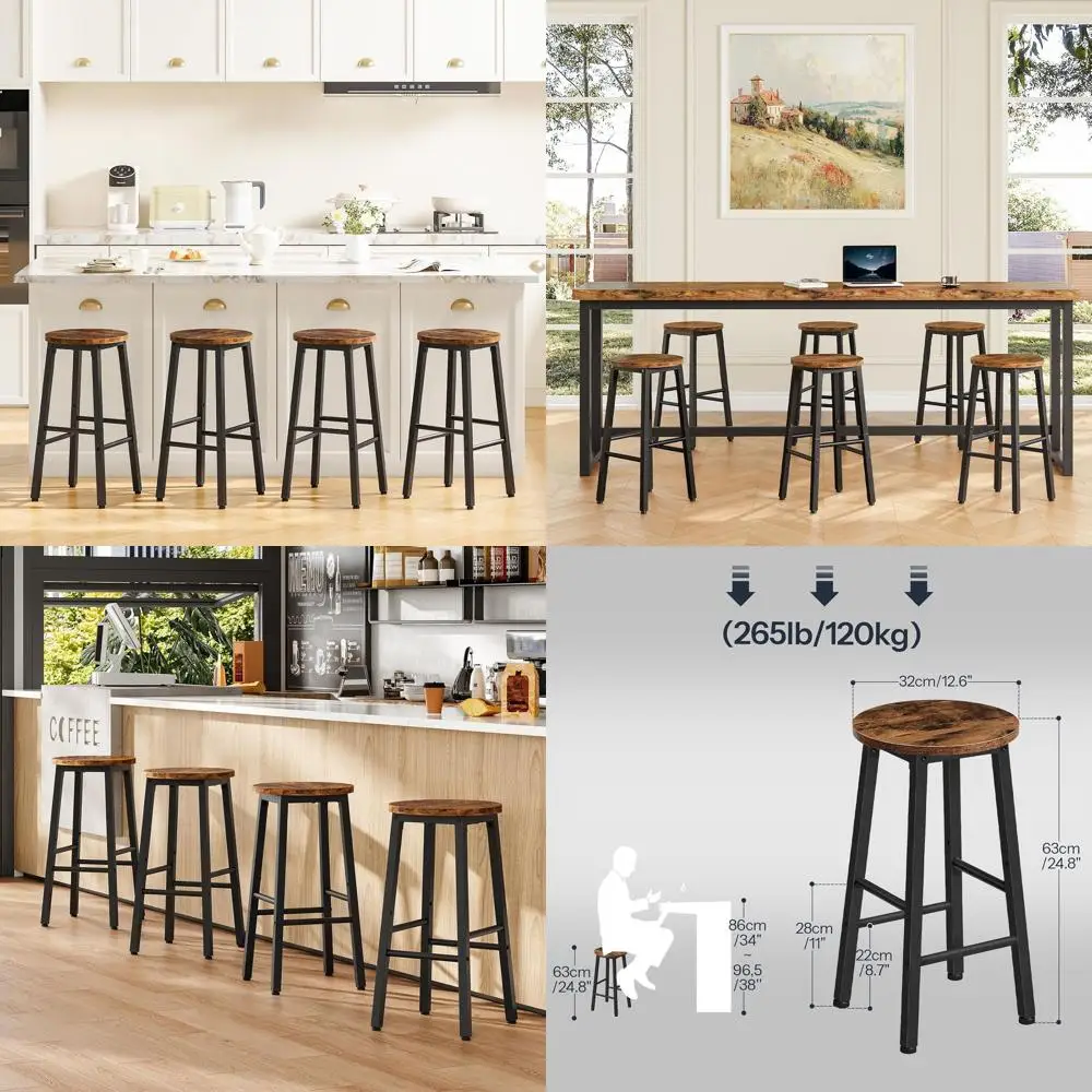 Set of 4 Counter Height Barstools, 24.8 Tall, Rustic Brown and Black for Kitchen Island or Dining
Set of 4 Counter Height Barstools, 24.8 Tall, Rustic Brown and Black for Kitchen Island or Dining