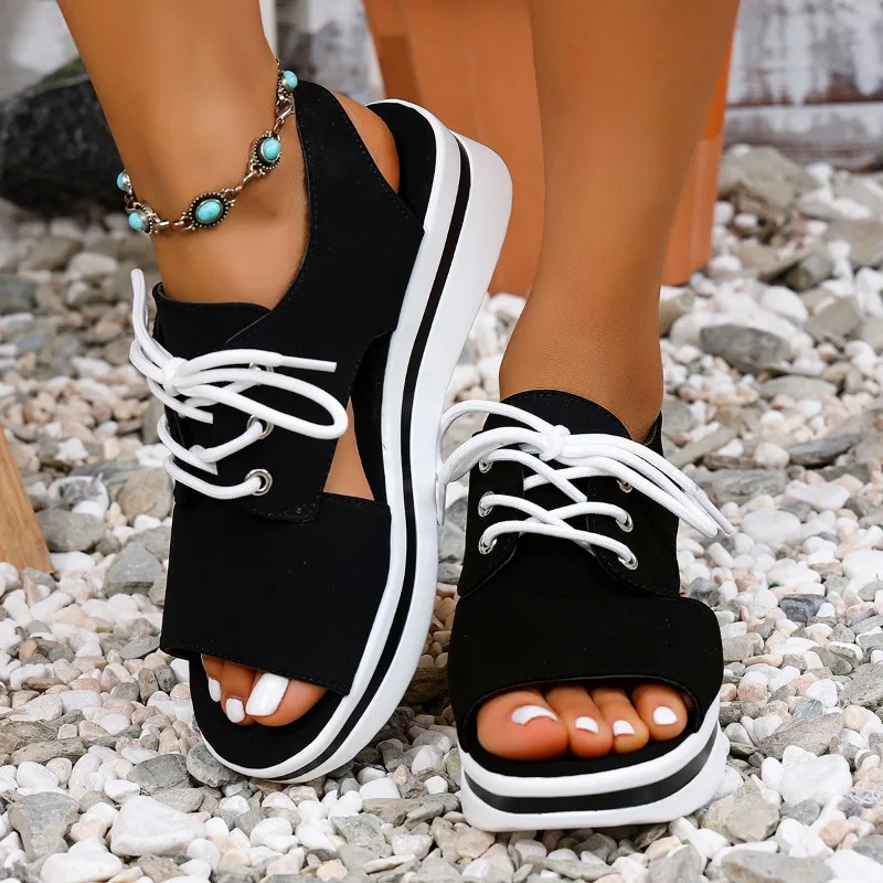 Multi-Color Womens Sandals with Open Toes Lace Up Non Slip Wear-resistant 2025 New Summer Outdoor PU Fashion Sandalias De Mujer
Multi-Color Womens Sandals with Open Toes Lace Up Non Slip Wear-resistant 2025 New Summer Outdoor PU Fashion Sandalias De Mujer