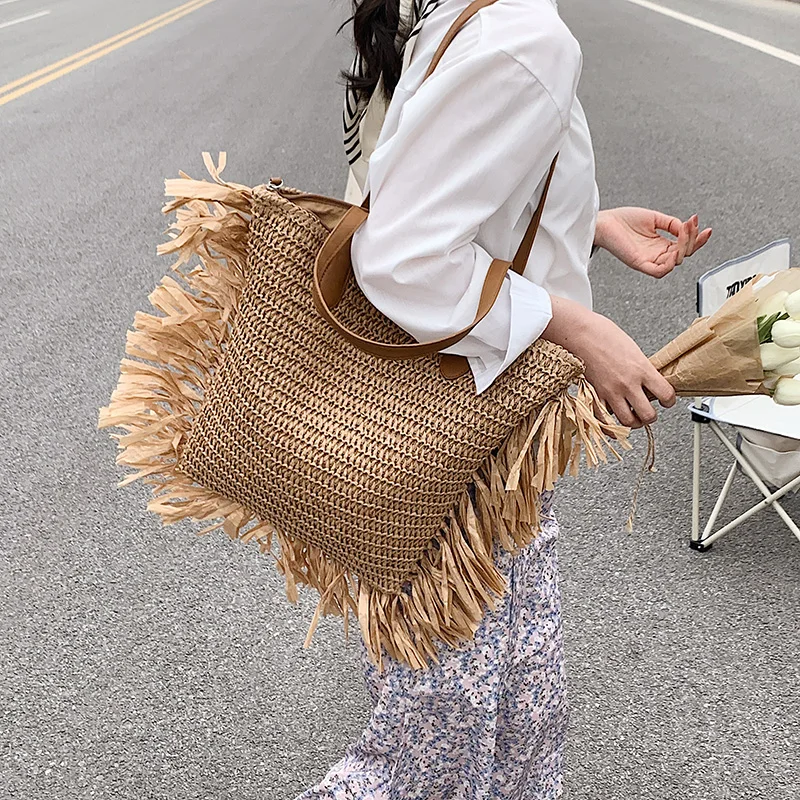 Summer Braided Tassel Design Shoulder Bags For Women Fashion Larger Capacity Travel Brand Messenger Bags Handbags Bucket Bag
Summer Braided Tassel Design Shoulder Bags For Women Fashion Larger Capacity Travel Brand Messenger Bags Handbags Bucket Bag