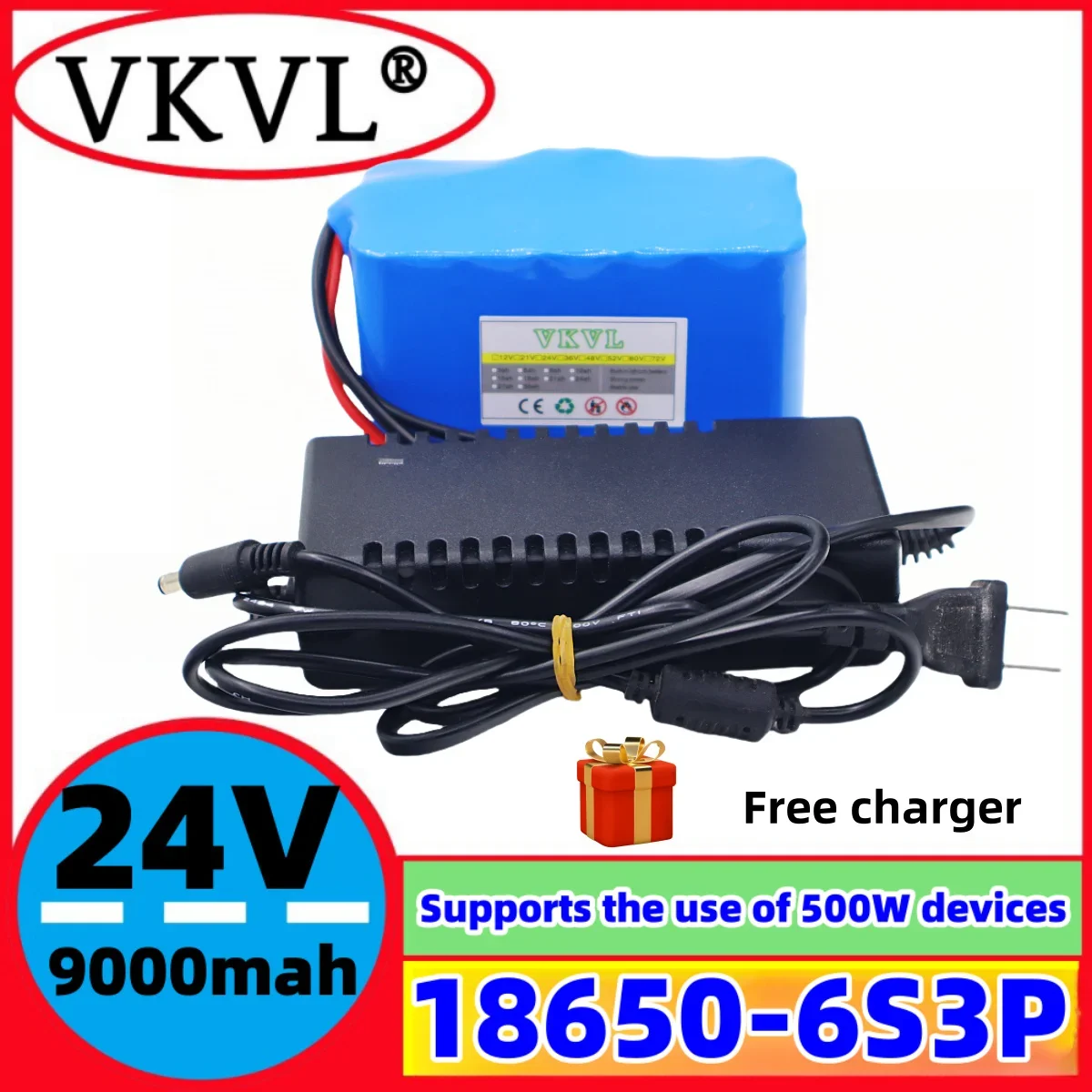 VKVL-24V9000mAh25.2V6S3P18650 lithium battery electric toy monitoring device electric tool lithium-ion battery pack+charger
VKVL-24V9000mAh25.2V6S3P18650 lithium battery electric toy monitoring device electric tool lithium-ion battery pack+charger