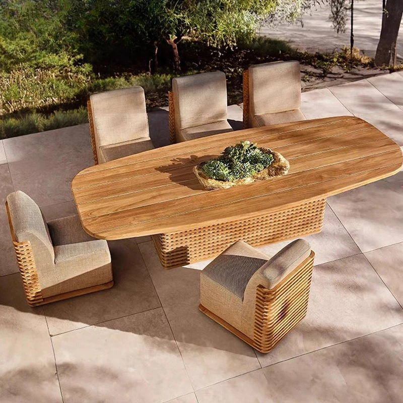 Outdoor teak dining table cross-border courtyard outdoor solid wood tables and chairs waterproof and sunscreen hotel
Outdoor teak dining table cross-border courtyard outdoor solid wood tables and chairs waterproof and sunscreen hotel