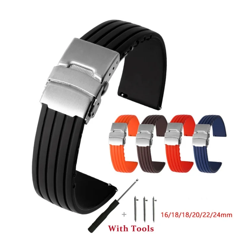 16mm 18mm 20mm 22mm 24mm Quick Release Silicone Striped Tire Watch Strap Replacement for Universal Rubber Waterproof Watch Band
16mm 18mm 20mm 22mm 24mm Quick Release Silicone Striped Tire Watch Strap Replacement for Universal Rubber Waterproof Watch Band
