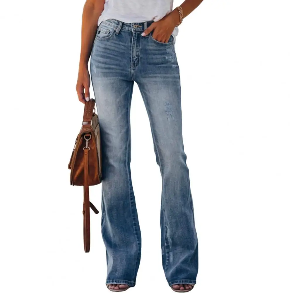 Women Jeans High Waist Pockets Zipper Stretchy Flared Hem Slim Fit Colorfast Full Length Long Trousers pantalones mujer
Women Jeans High Waist Pockets Zipper Stretchy Flared Hem Slim Fit Colorfast Full Length Long Trousers pantalones mujer