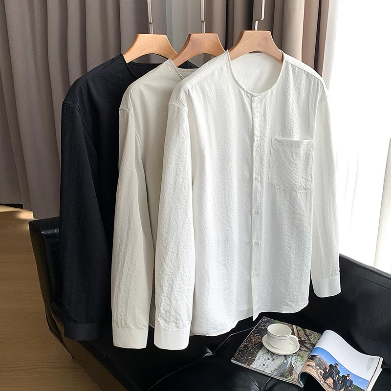 2026 Spring Round Neck Long Sleeved Shirt for Men Casual Business Shirts Collarless Versatile Social Office Shirt Men Clothing
2026 Spring Round Neck Long Sleeved Shirt for Men Casual Business Shirts Collarless Versatile Social Office Shirt Men Clothing