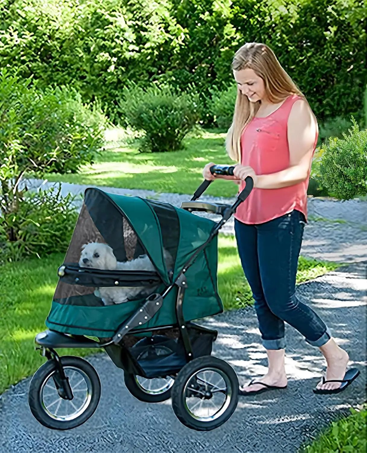 No-Zip Jogger Stroller for Dogs & Cats, Zipperless Entry, Airless Tires, One-Hand Fold, Cup Holder & Storage Basket, Green Clover
No-Zip Jogger Stroller for Dogs & Cats, Zipperless Entry, Airless Tires, One-Hand Fold, Cup Holder & Storage Basket, Green Clover