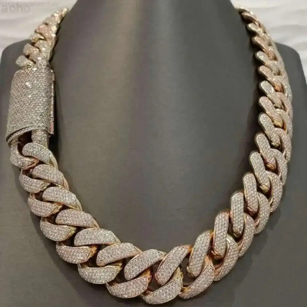 Arrival 20mm Moissanite Diamonds Studded Cuban Link Two Tone Chain Iced Out Rapper Chain at Reasonable Prices
Arrival 20mm Moissanite Diamonds Studded Cuban Link Two Tone Chain Iced Out Rapper Chain at Reasonable Prices