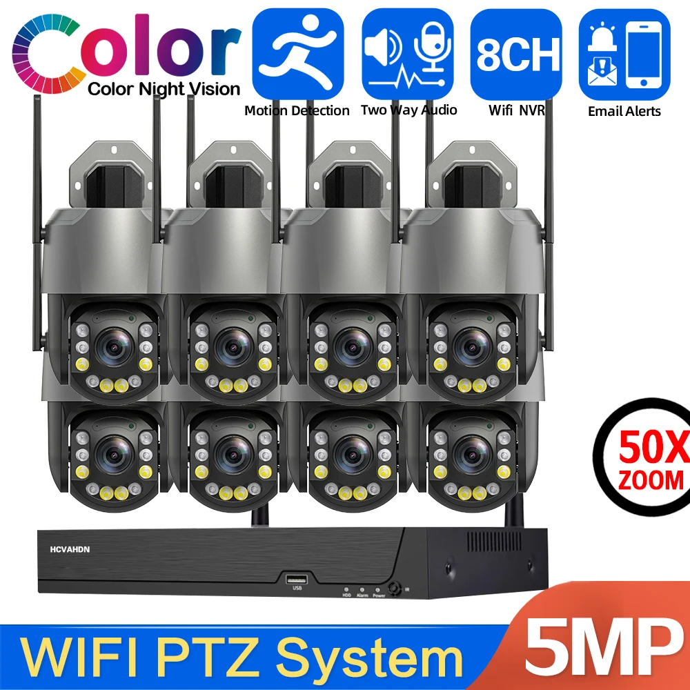 5MP 50X Zoom WiFi CCTV Camera Security System Kit 5MP 8CH Wifi NVR Set Outdoor 2 Way Audio PTZ IP Camera Video Surveillance Set
5MP 50X Zoom WiFi CCTV Camera Security System Kit 5MP 8CH Wifi NVR Set Outdoor 2 Way Audio PTZ IP Camera Video Surveillance Set