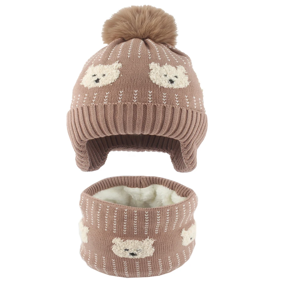 Baby Hat Scraf Set Cartoon Cute Bear Pompom Winter Softt Fleece lining Earflap Cap Children Outdoor Warm Knitted Beanies Kids
Baby Hat Scraf Set Cartoon Cute Bear Pompom Winter Softt Fleece lining Earflap Cap Children Outdoor Warm Knitted Beanies Kids
