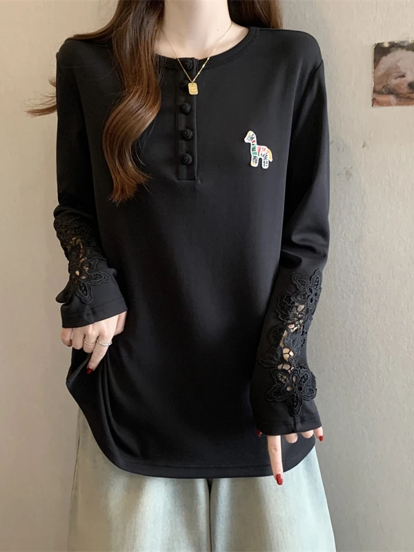 Lace Hollow out Long Sve T-irt Women's Base irt Spring Early plus Size Design Trendy Top Breathable Comfortable Fit
Lace Hollow out Long Sve T-irt Women's Base irt Spring Early plus Size Design Trendy Top Breathable Comfortable Fit