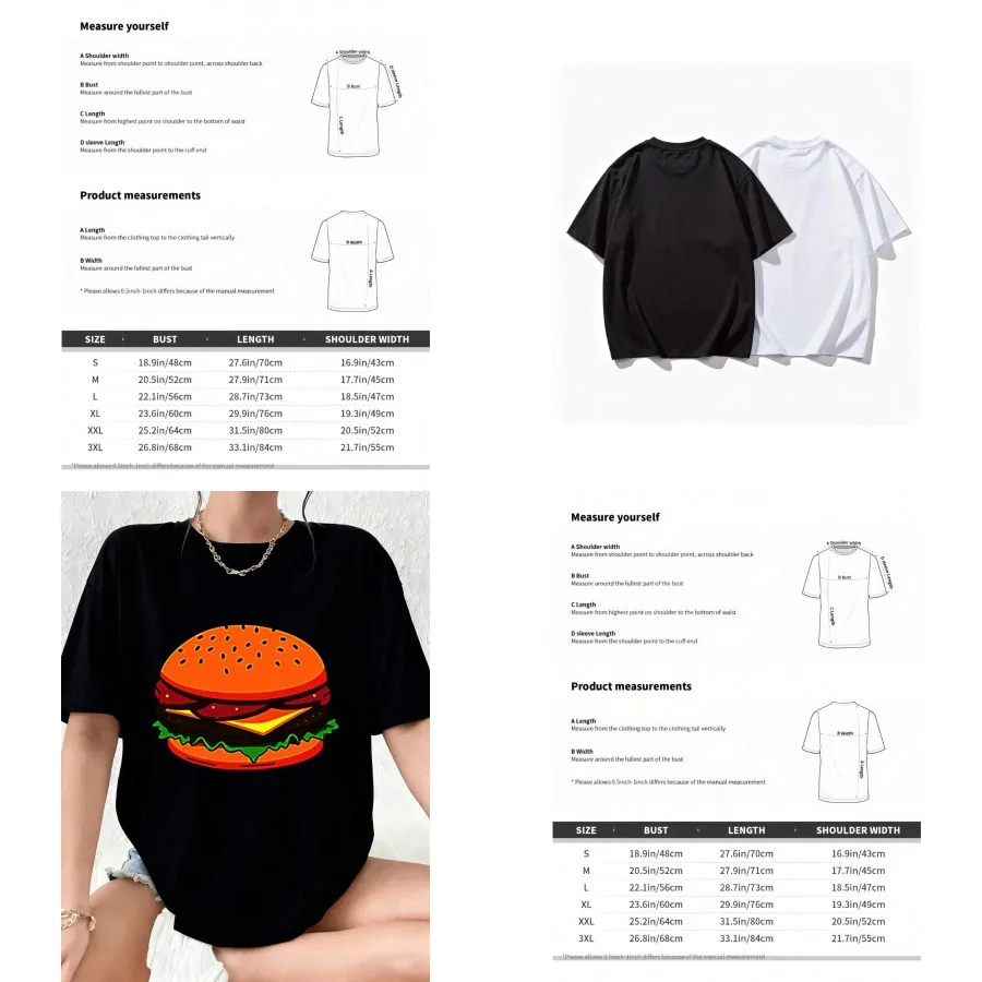 【New style】Round Neck Fun Print Cartoon Burger Graphic T Shirt Women Oversized White Casual Top Food Print Tee Summer Fashion S
【New style】Round Neck Fun Print Cartoon Burger Graphic T Shirt Women Oversized White Casual Top Food Print Tee Summer Fashion S