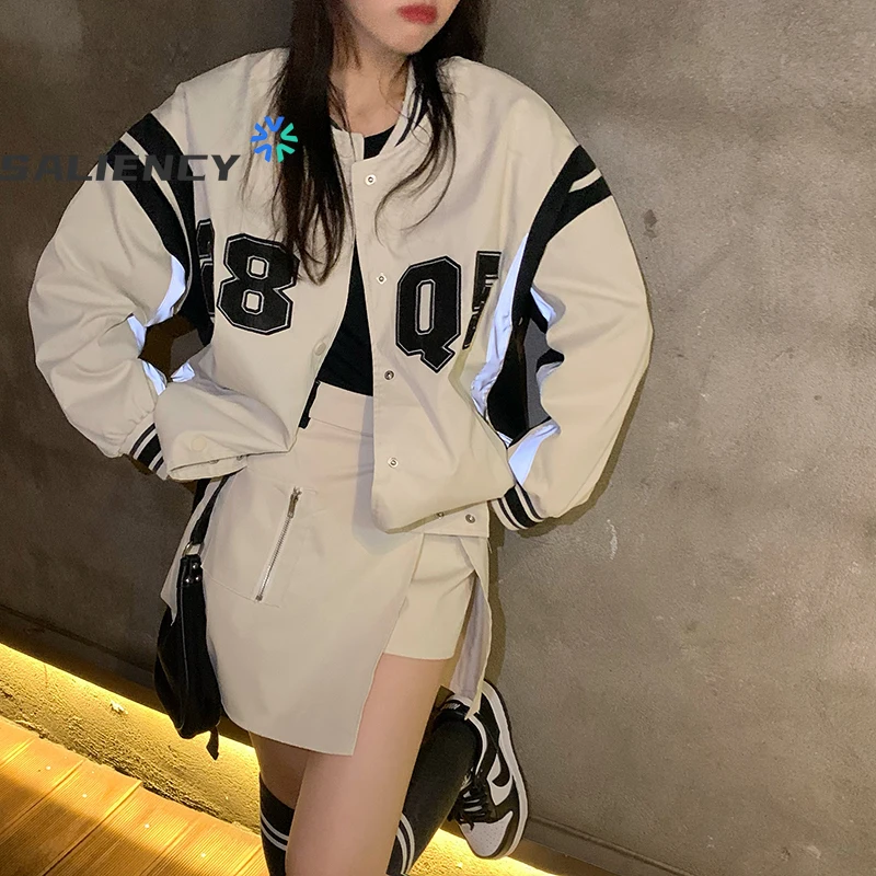 Autumn Korean Loose Casual Jacket Female Stand-up Collar Hit Color Baseball Uniform Jacket High Waist Split Skirt Two-piece Suit
Autumn Korean Loose Casual Jacket Female Stand-up Collar Hit Color Baseball Uniform Jacket High Waist Split Skirt Two-piece Suit