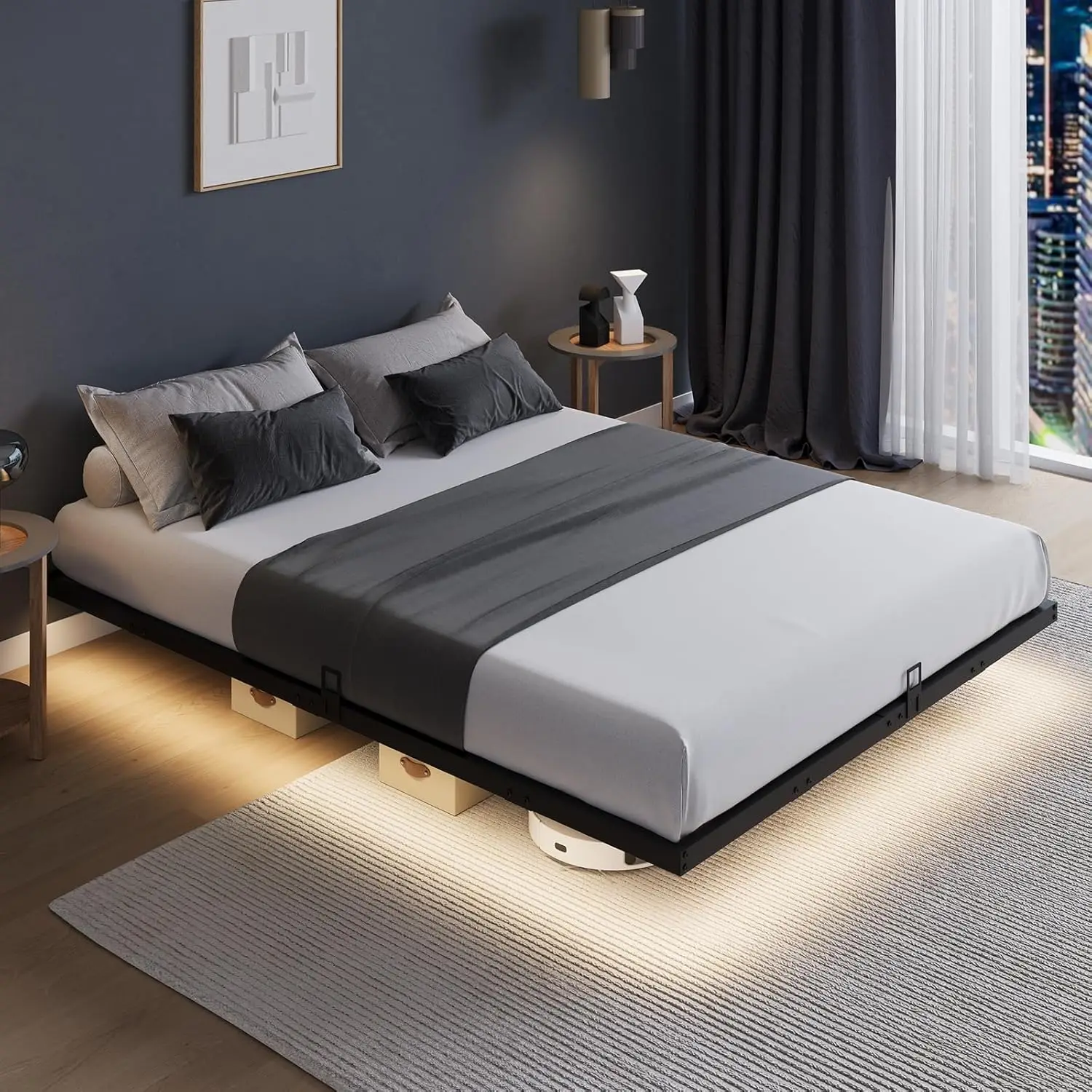 Floating Bed Frame with LED Lights, Modern Platform Queen Bed Frame with Mattress Slide Stopper, Easy Assembly, No Box S
Floating Bed Frame with LED Lights, Modern Platform Queen Bed Frame with Mattress Slide Stopper, Easy Assembly, No Box S