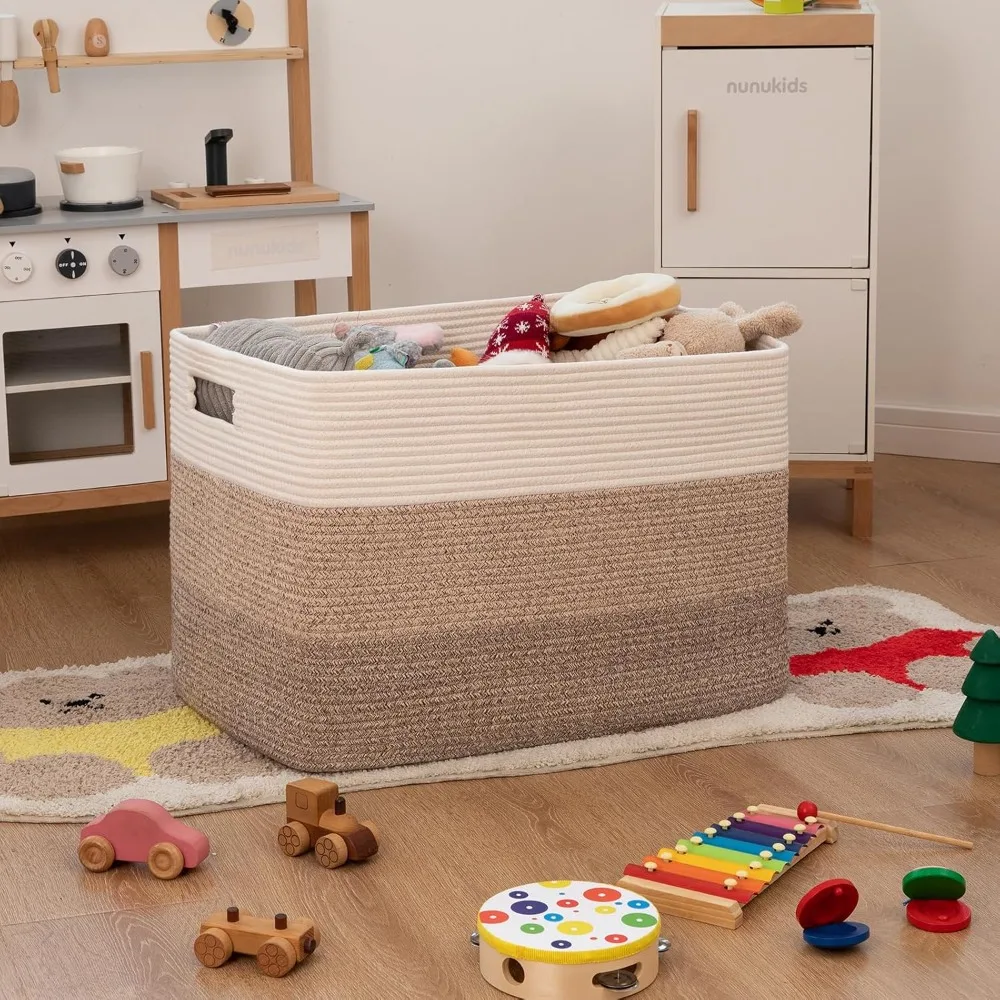 108L Large Cotton Rope Rectangle Woven Storage Basket, Nursery & Living Room, Toy Basket With Handle
108L Large Cotton Rope Rectangle Woven Storage Basket, Nursery & Living Room, Toy Basket With Handle