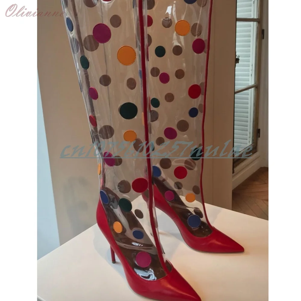 Clear Dot Pattern PVC Elegant Mid Calf Boots Pointed Toe Stiletto High Heel Party Fashion Women Shoes 2025 Summer Para Mujere
Clear Dot Pattern PVC Elegant Mid Calf Boots Pointed Toe Stiletto High Heel Party Fashion Women Shoes 2025 Summer Para Mujere