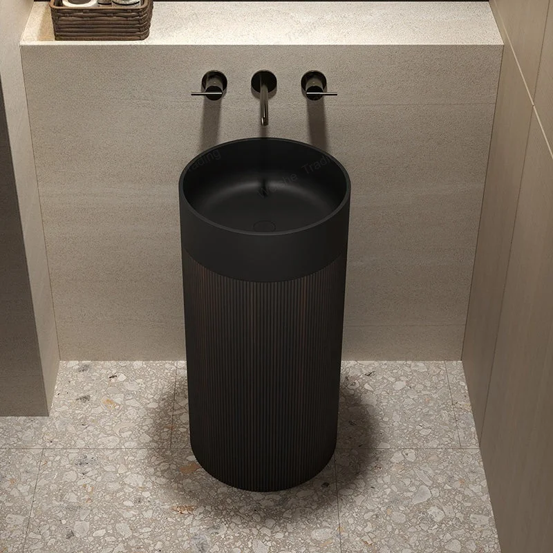 Paolalenti black artificial stone pillar basin Home hotel B & B round basin Floor-to-ceiling integrated wash basin
Paolalenti black artificial stone pillar basin Home hotel B & B round basin Floor-to-ceiling integrated wash basin